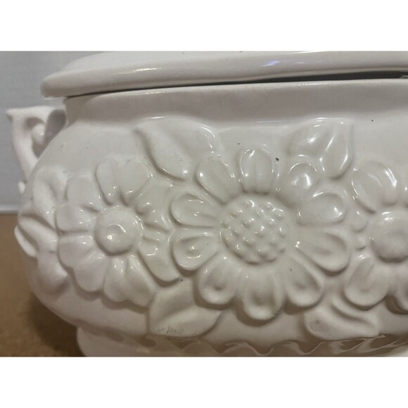 Vintage Himark White Ceramic Small Daisy Soup Tureen With Lid Made In Japan - Picture 5 of 16
